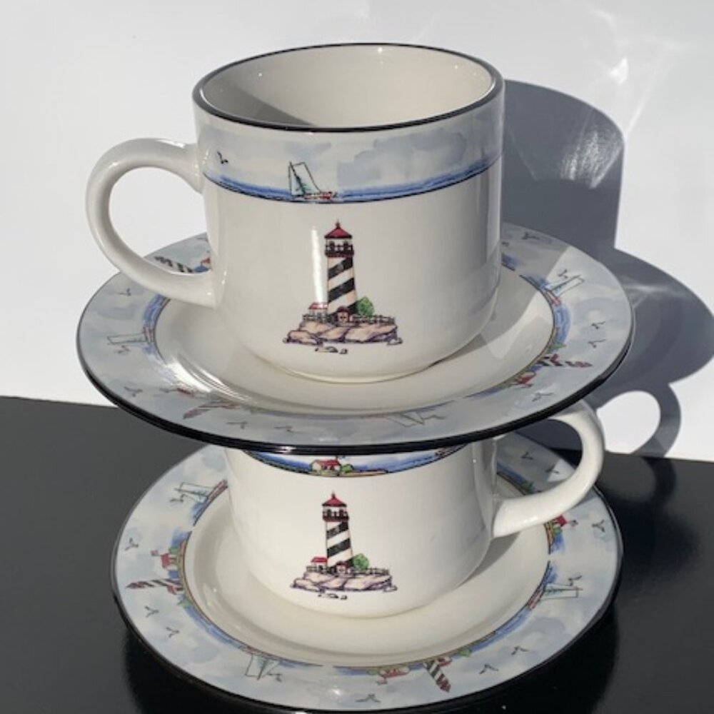#3958 LIGHTHOUSE CUP & SAUCER TOTALLY TODAY SAUCER  2 SETS